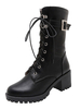Frauen Marderstiefel Mahagoni Schnalle Schnürstiefel 2;4 "Blockabsatz Stiefel