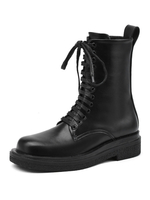 Frauen Martin Stiefel Schwarz Runde Zehen Schnürstiefeletten