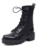 Frauen Martin Stiefel Schwarze runde Kappe Schnürstiefeletten