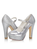 Frauen Mary Jane Plattform High Heel Party Schuhe Silber Round Toe Abendschuhe
