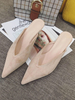 Frauen Maultiere Aprikose Micro Wildleder Obere Spitze Zehen Slip On Schuhe