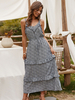 Frauen Maxikleider Dark Navy V-Ausschnitt Ärmelloses Tiered Long Dress
