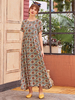 Frauen Maxikleider Kurzarm Orange Geometric Jewel Neck Polyester Langes Kleid