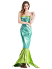 Frauen Mermaid Kostüme Grün Sexy Polyester-Kleid Karneval Kostüm Geometrische Urlaub Kostüme