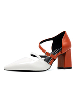 Frauen-Mid-Low Breite Absatz Chic Spitzschuh Coral Glamorous Pumps Heels