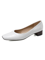 Frauen Mid-Low Heels Block Heel Square Toe White Pumps
