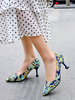 Frauen Mid-Low Heels Chic Pointed Toe Becher Beel Slip-On Pumps Heels