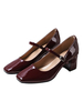 Frauen Mid-Low Heels Classic Square Toe Chunky Heel Fantastisches PU-Leder Burgund Mary Jane Heels