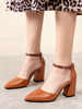 Frauen Mid Low Heels Pointed Toe Kaffee Braun PU Leder Fantastic Pumps Heels