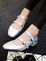 Frauen Mid Low Heels Round Toe Silber Fantastic Pumps Heels Schuhe