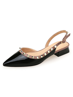 Frauen Mid-Low Heels Slingbacks Flache Schuhe Mit Nieten In Schwarz