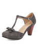 Frauen Mittlere Absätze Runde Zehe Blockabsatz T-Typ Bandage Vintage Pumps