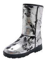 Frauen-mittlere Waden-Stiefel-metallische flache Schnee-Stiefel für Winter