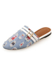 Frauen Mule Loafers Denim runde Zehe Schnalle Detail rückenfreie flache Schuhe hellblaue Mule Schuhe