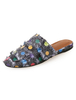 Frauen Mule Loafers schwarz runde Kappe Polka Dot rückenfreie flache Maultiere