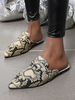 Frauen Mule Loafers Spitzschuh-Schlange-Muster Backless Wohnung Mules