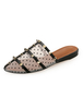 Frauen Mule Schuhe Weiß Runde Zehe Patchwork Nieten Backless flache Schuhe