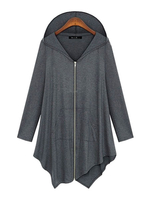 Frauen Oversized Cardigan Asymmetrischer Reißverschluss vorne Herbst Sweatshirt Kapuzen lange