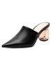 Frauen Pantoletten Leder schwarz spitzen Zehen Slip-On Chunky Heel Freizeitschuhe