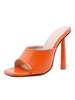 Frauen Pantoletten Oragnge Red PU Leder Square Toe Slip On Stiletto Absatz Slingbacks Sandale Slipper