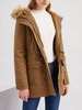 Frauen Parka Mäntel Kapuze Langarm Kordelzug Wintermantel Mit Taschen