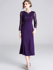 Frauen Party Kleider Lila Jewel Neck Bestickt Semi Formal Dress