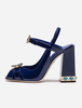 Frauen Party Sandalen 2020 Gucken Zehe Riemchen Strassstein Korn Dunkel Blau Klobig Hohe Absatz Schuhe