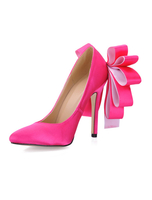 Frauen Party Schuhe 2021 Satin Rose Spitz Zehe Schleife Hoch Absätze Abend Schuhe