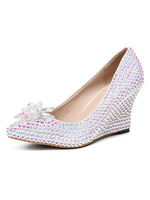 Frauen Party Schuhe wies Toe Strasssteine Wedge Abendschuhe