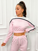 Frauen Pink Polyester Jewel Neck Langarm Casual T Shirt Sport Top