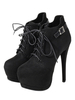 Frauen Plateau Schnürstiefeletten Schwarz Runde Kappe Pfennigabsatz 5.7 "Booties