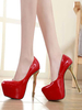 Frauen Plattform High Heels Patent Round Toe Sexy Pumps