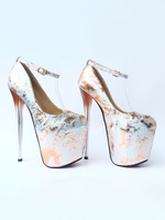 Frauen-Plattform-Schuh-Absatz Golden Square Toe Printed Sexy Schuhe