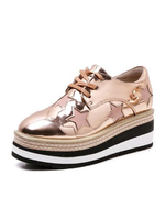 Frauen-Plattform-Turnschuhe-Goldrunde Zehe-Stern-Muster schnüren sich oben beiläufige Schuhe
