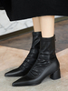 Frauen Plissee Stiefeletten Spitz Chunky Heel 2 "Sock Booties