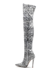 Frauen Plus Size Overknee Stiefel Spitz Zebra Print 4;7 "High Heel Oberschenkel hohe Stiefel