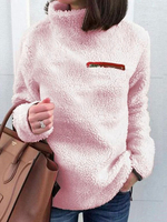 Frauen Pollover Sweatshirt Pink Strand Kragen Langarm Koreanische Samt Top