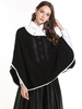 Frauen Poncho Black Scoop Neck Halbarm Häkeln Casual Cape