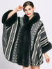 Frauen Poncho Color Block Hooded Schwarz Poncho Oversized Cape