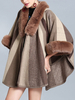 Frauen Poncho Color Block V-Ausschnitt Poncho Oversized Cape