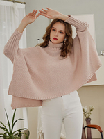 Frauen Poncho High Collar Pink Cabrio Sweater Cape
