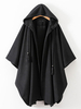 Frauen Poncho Hooded Black Poncho Übergroße Quasten Cape