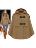 Frauen Poncho Kamel Stehkragen Knöpfe Polyester Cape Academic Outerwear