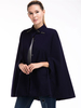 Frauen Poncho Mantel Stehkragen besetzt Kurzarm Oversized Cape Coat