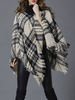 Frauen Poncho Pullover 2020 Rollkragen Franse Schottenkaro Pullover Strickwaren