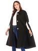 Frauen Poncho Turndown Kragen Schwarze Trenchcoats Layered Buttons Cape