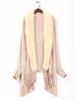 Frauen Poncho V-Ausschnitt Ecru White Poncho Winter Fringe Cape