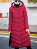 Frauen Puffer Coat Hooded Wintermantel Buttons Longline Bubble Coat