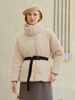 Frauen Puffer Mäntel Aprikose Wind Proof Halfter Schnürung Langarm Midi Oberbekleidung