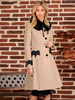 Frauen Puffer Mäntel Kamel Mittlere Spitze Hoher Kragen Vorderknopf Langarm Retro Winter Oberbekleidung